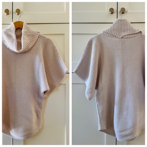 Margaret O’Leary Chunky Knit Cowl Neck Poncho Sweater, Short Sleeves sz. S - Picture 6 of 17